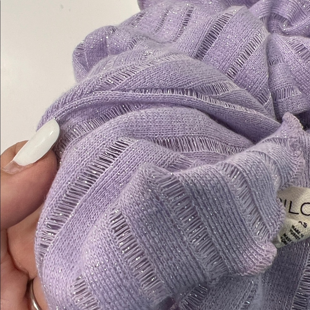 Anthropologie Pilcro Women's Light Purple silver metallic Knit Top XS - Picture 5 of 13